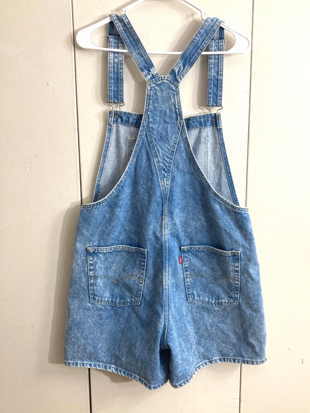 LEVI'S Vintage Blue Denim Shortalls Short Overalls Two hours Brand/Size M - Picture 10 of 15